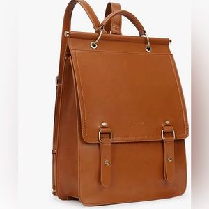 ECOSUSI Vegan Leather Backpack Women Vintage Laptop Bookbag College Rucksack Bag